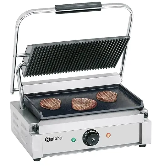 Professioneller Bartscher Elektro-Kontaktgrill aus Chrom-Nickel-Stahl im Test für nachhaltige Kontaktgrills.