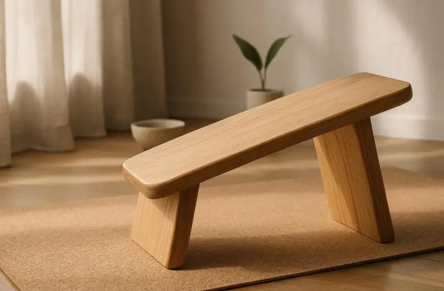 nachhaltige Meditationsbänke im Vergleich: Ein ergonomischer Meditationshocker aus Massivholz für eine aufrechte Haltung.